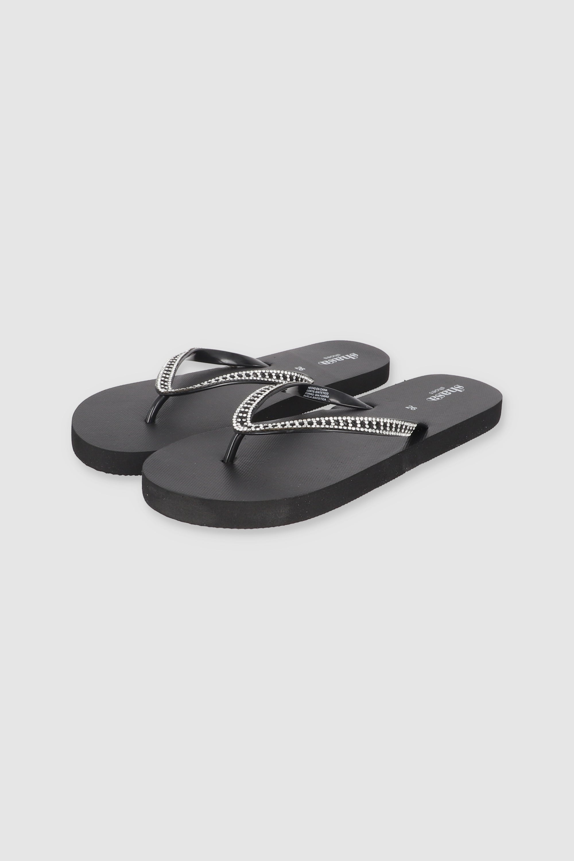 Flip Flop Cintas Brillos NEGRO