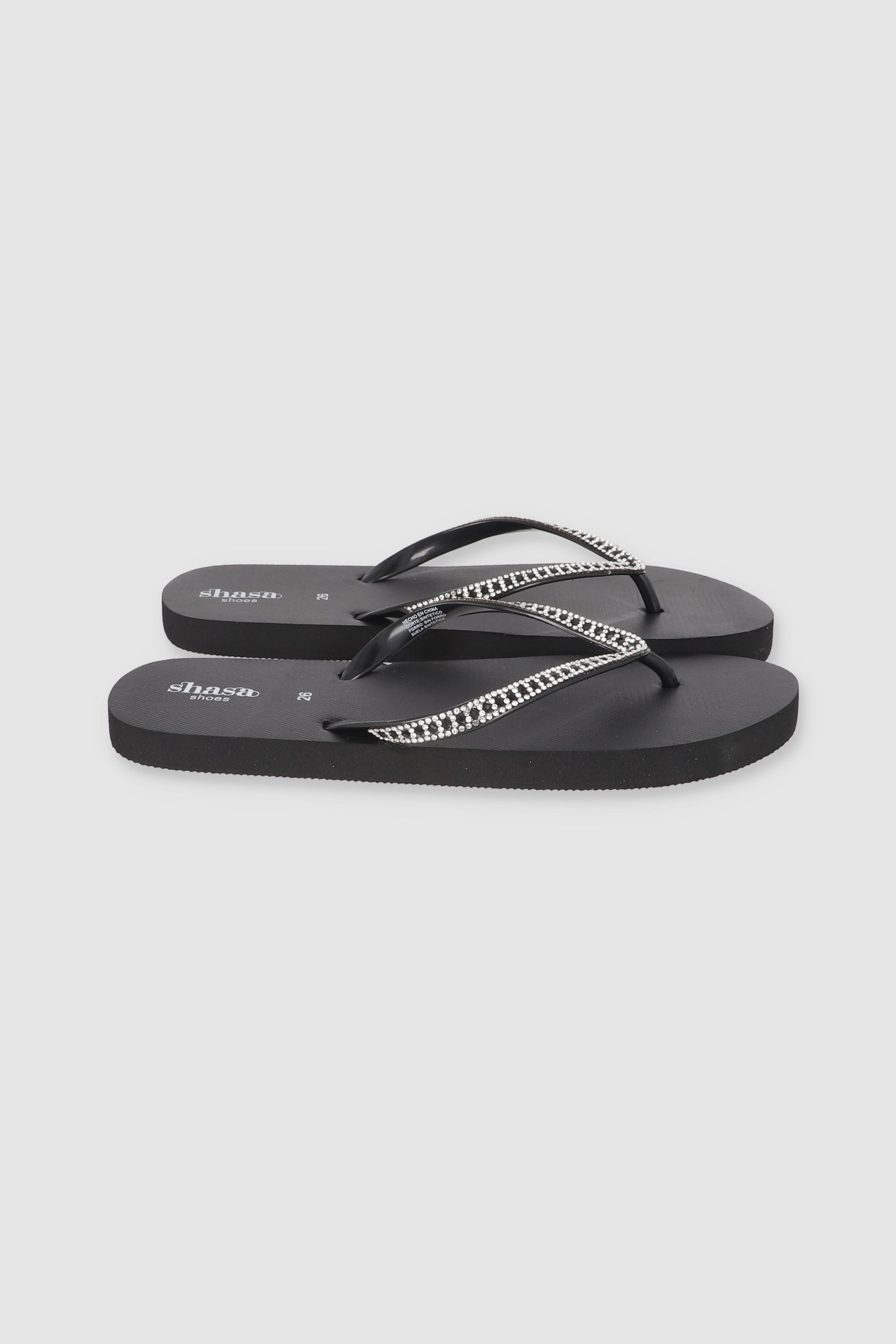 Flip Flop Cintas Brillos NEGRO