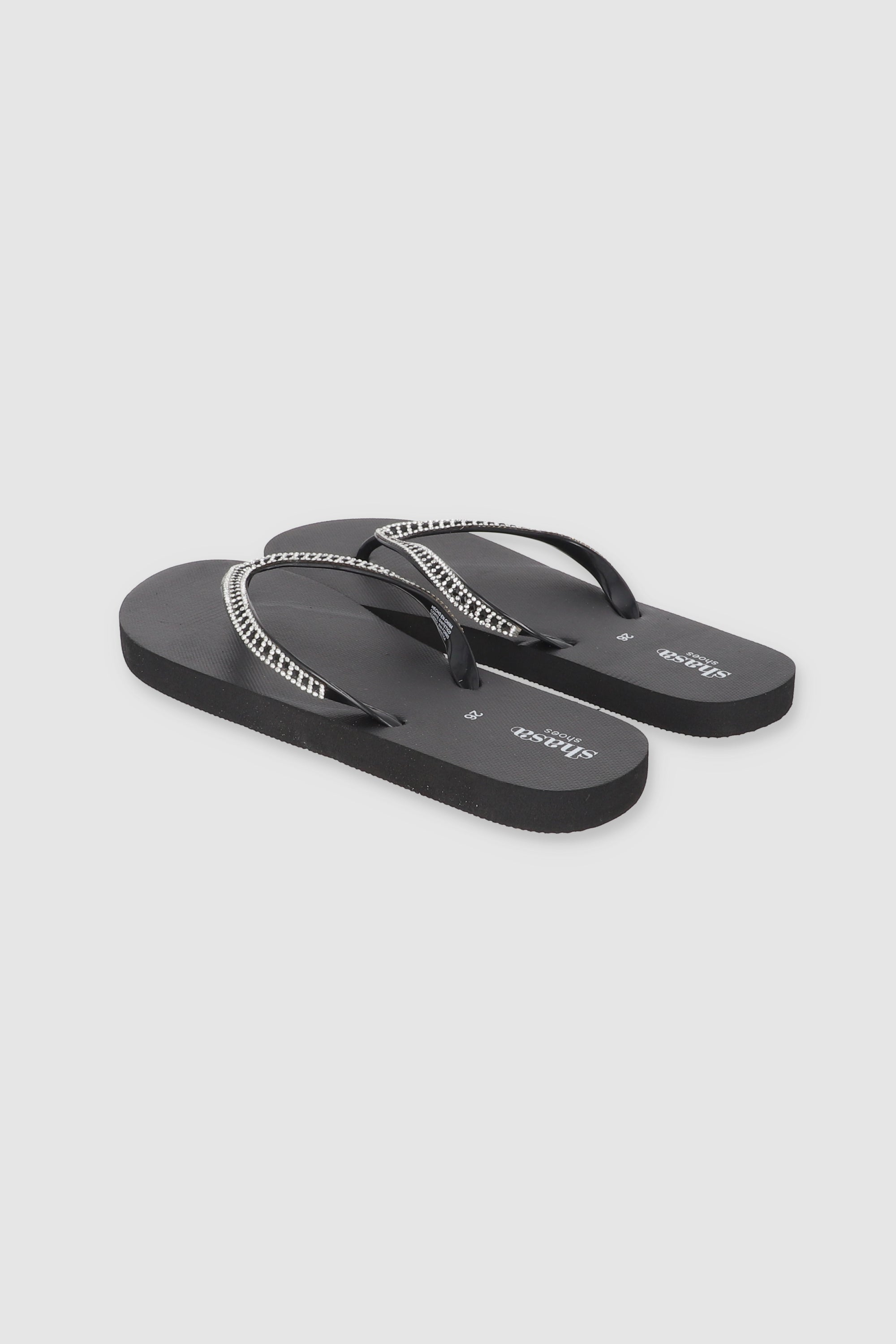 Flip Flop Cintas Brillos NEGRO