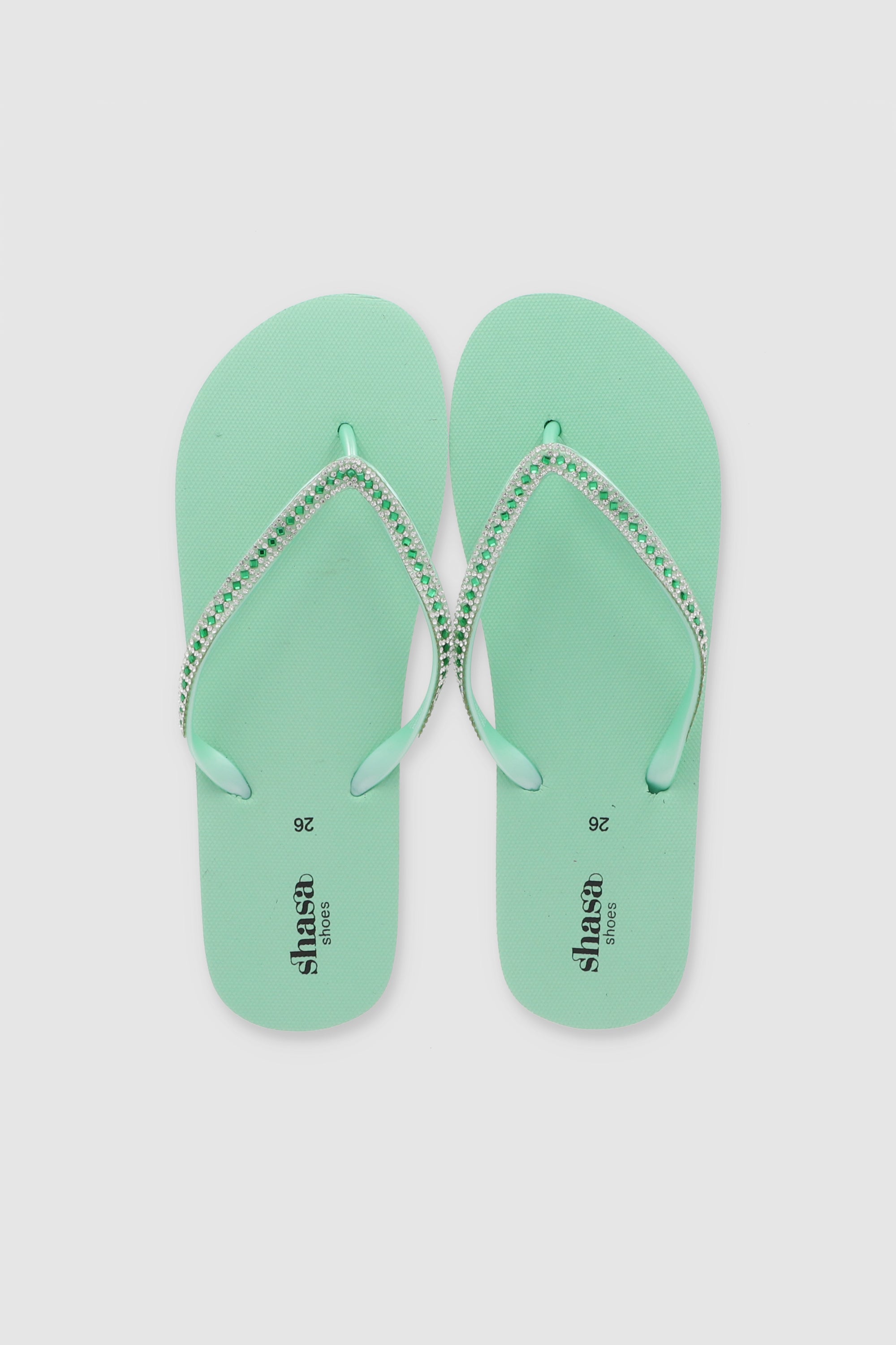 Flip Flop Cintas Brillos VERDE