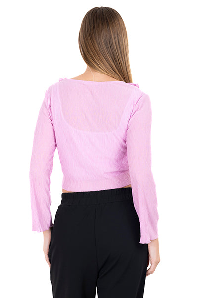 Blusa textura manga larga LILA