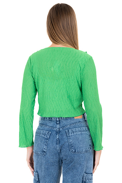 Blusa textura manga larga VERDE