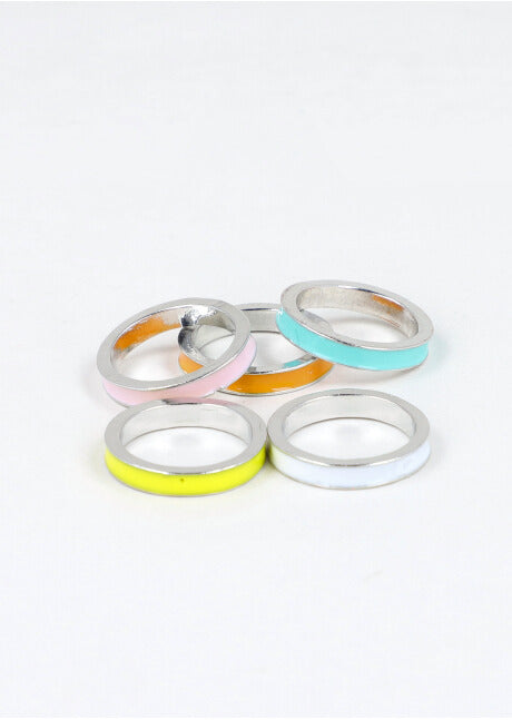 Set 5 Anillos Color PLATA