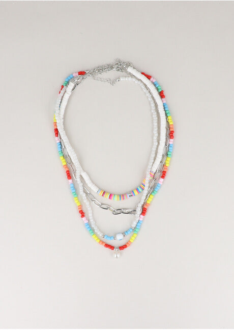 4 P Collar Beads Ojo PLATA