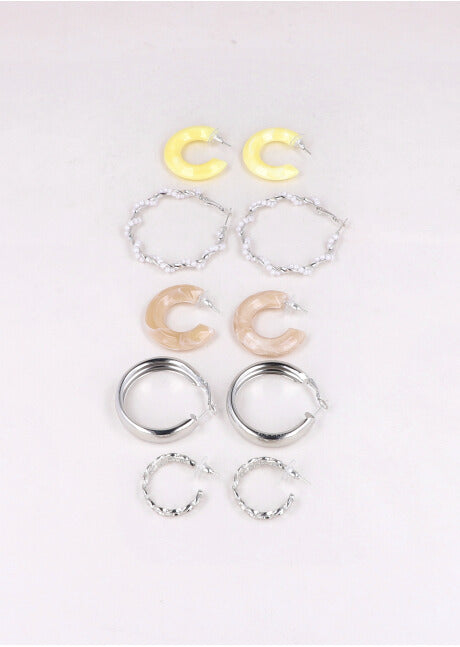 5 Pr Arracadas Perlas Twist PLATA