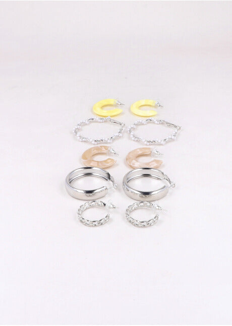 5 Pr Arracadas Perlas Twist PLATA