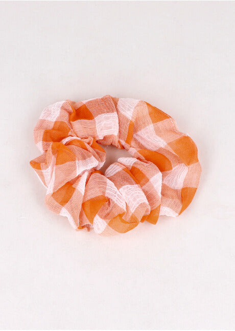 Scrunchie Mesh Cuadros NARANJA