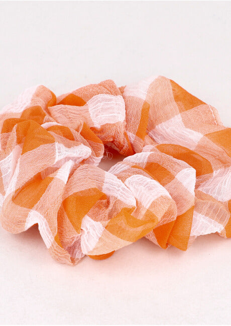 Scrunchie Mesh Cuadros NARANJA