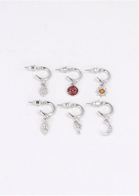 3 Pr Aretes Charms Luna PLATA