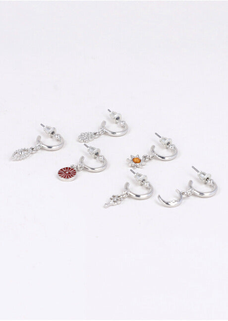 3 Pr Aretes Charms Luna PLATA