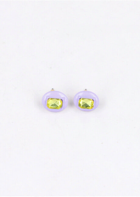 Aretes Ovalo Cristal Color LILA