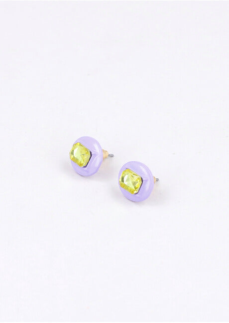 Aretes Ovalo Cristal Color LILA