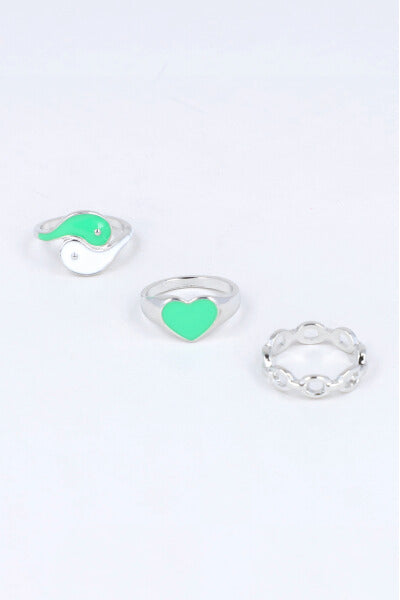 Set 3 anillos corazón VERDE