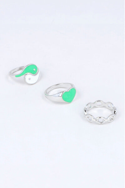 Set 3 anillos corazón VERDE