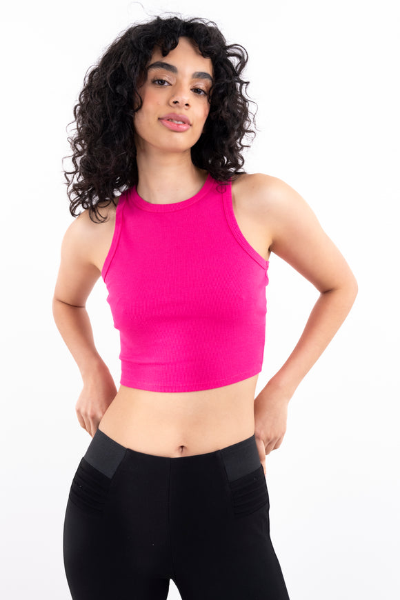 Top crop cuello tank acanalado