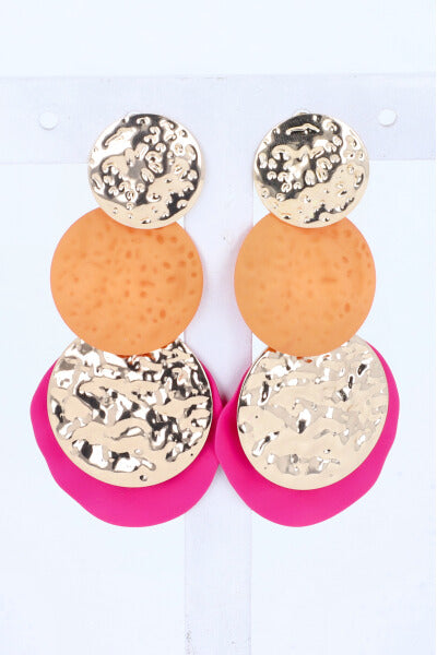 Aretes largos círculos NARANJA