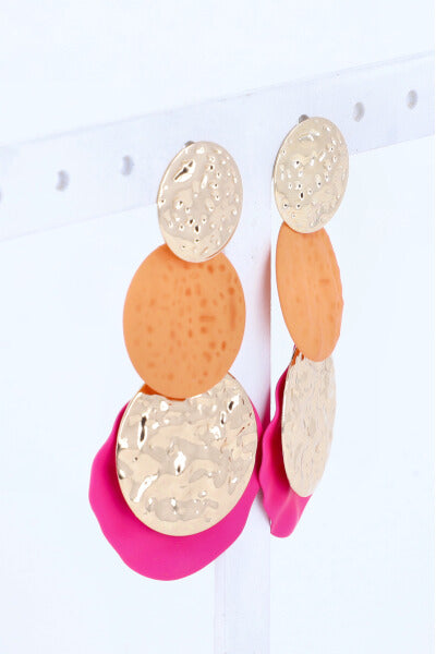 Aretes largos círculos NARANJA