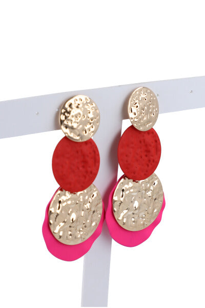 Aretes largos círculos ROJO
