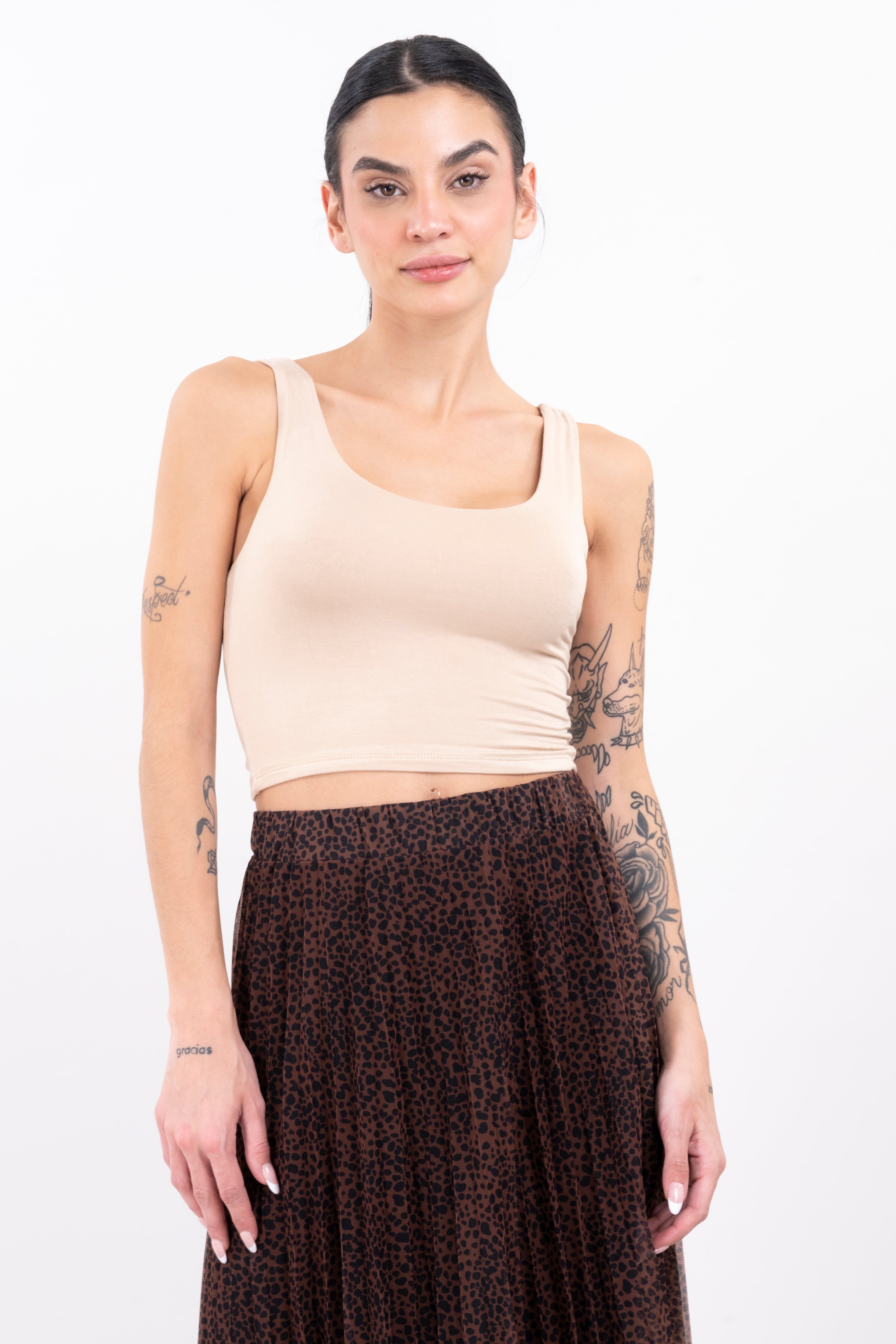 Top Tirantes Gruesos Liso KHAKI