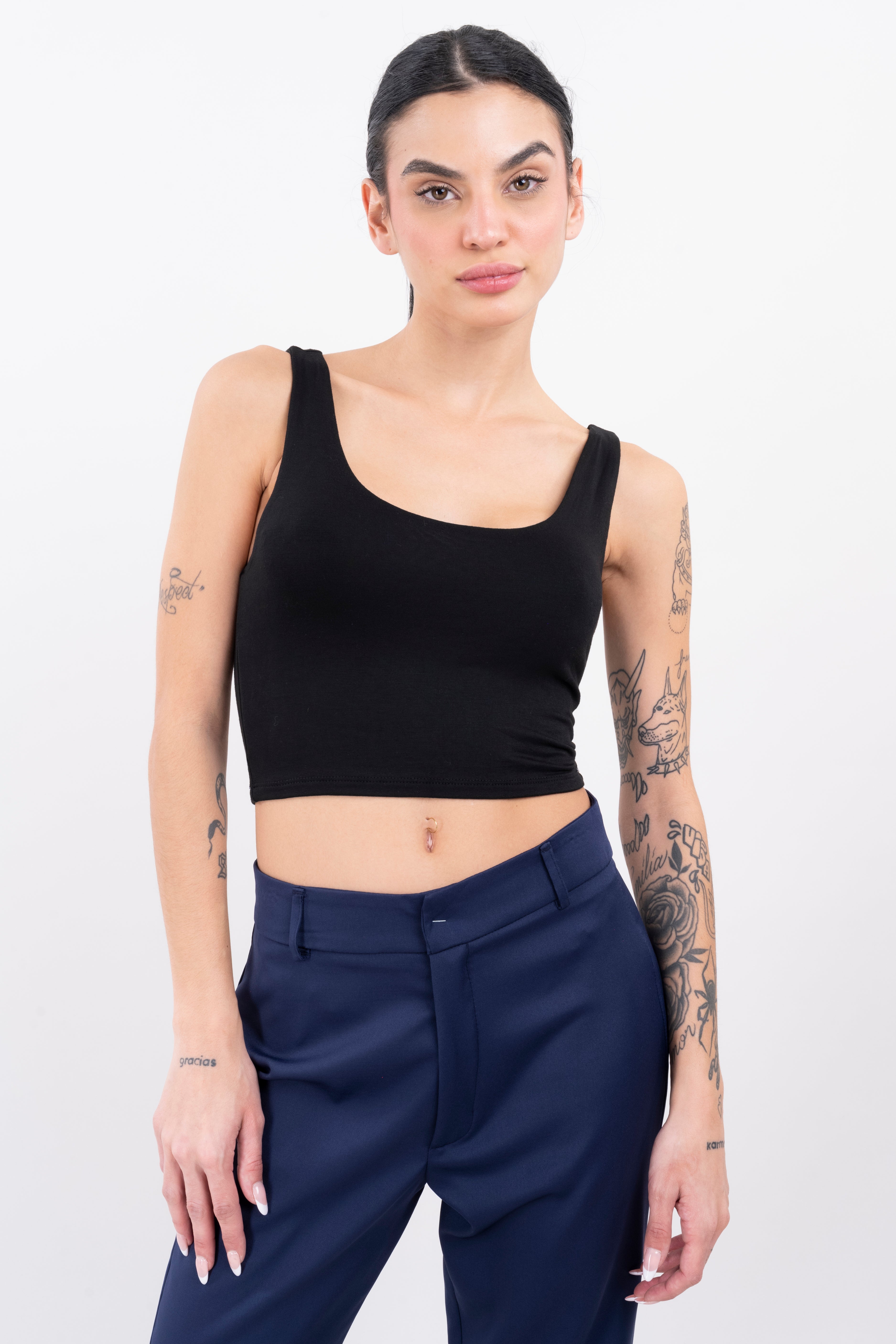 Top Tirantes Gruesos Liso NEGRO