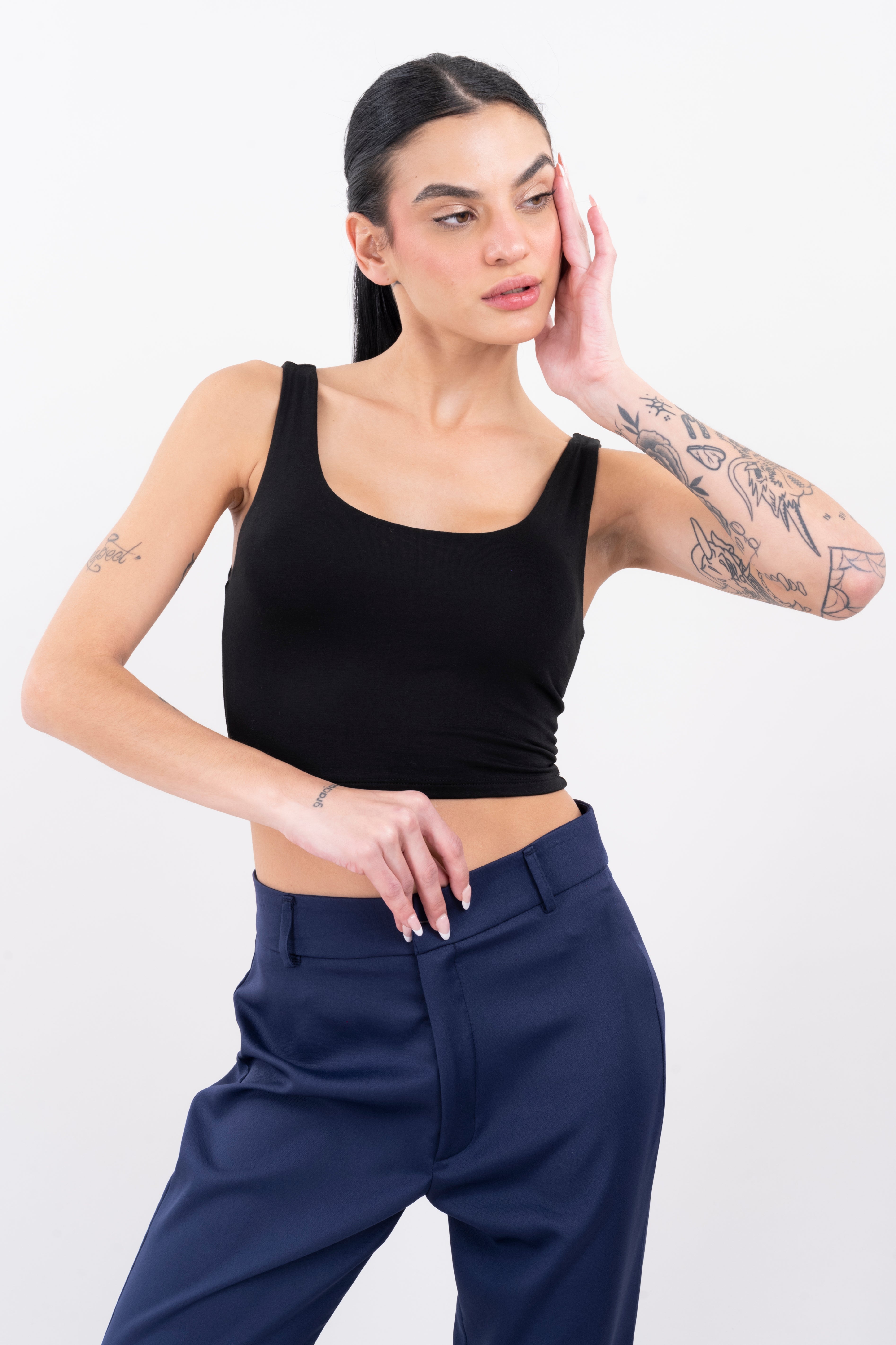 Top Tirantes Gruesos Liso NEGRO