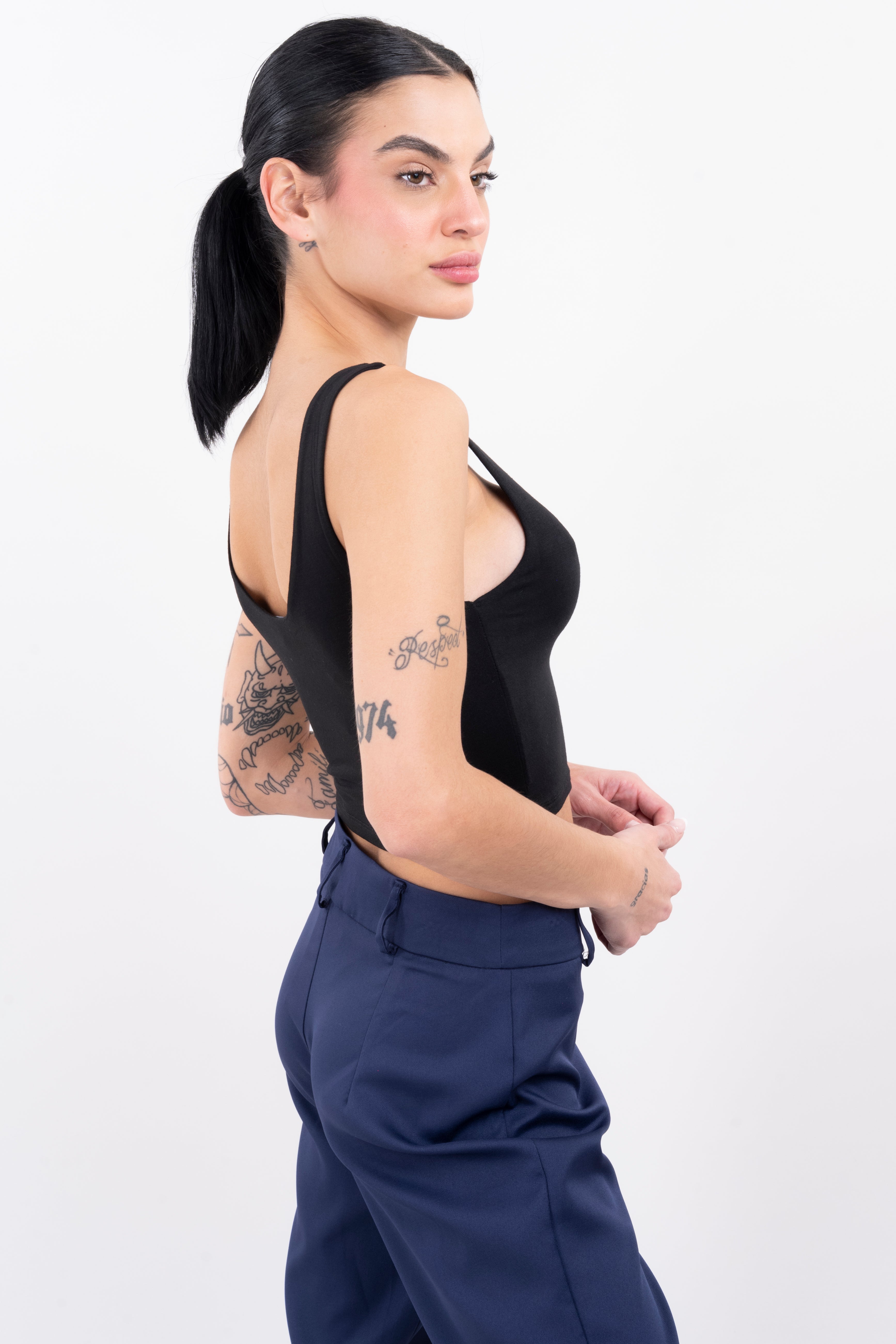 Top Tirantes Gruesos Liso NEGRO