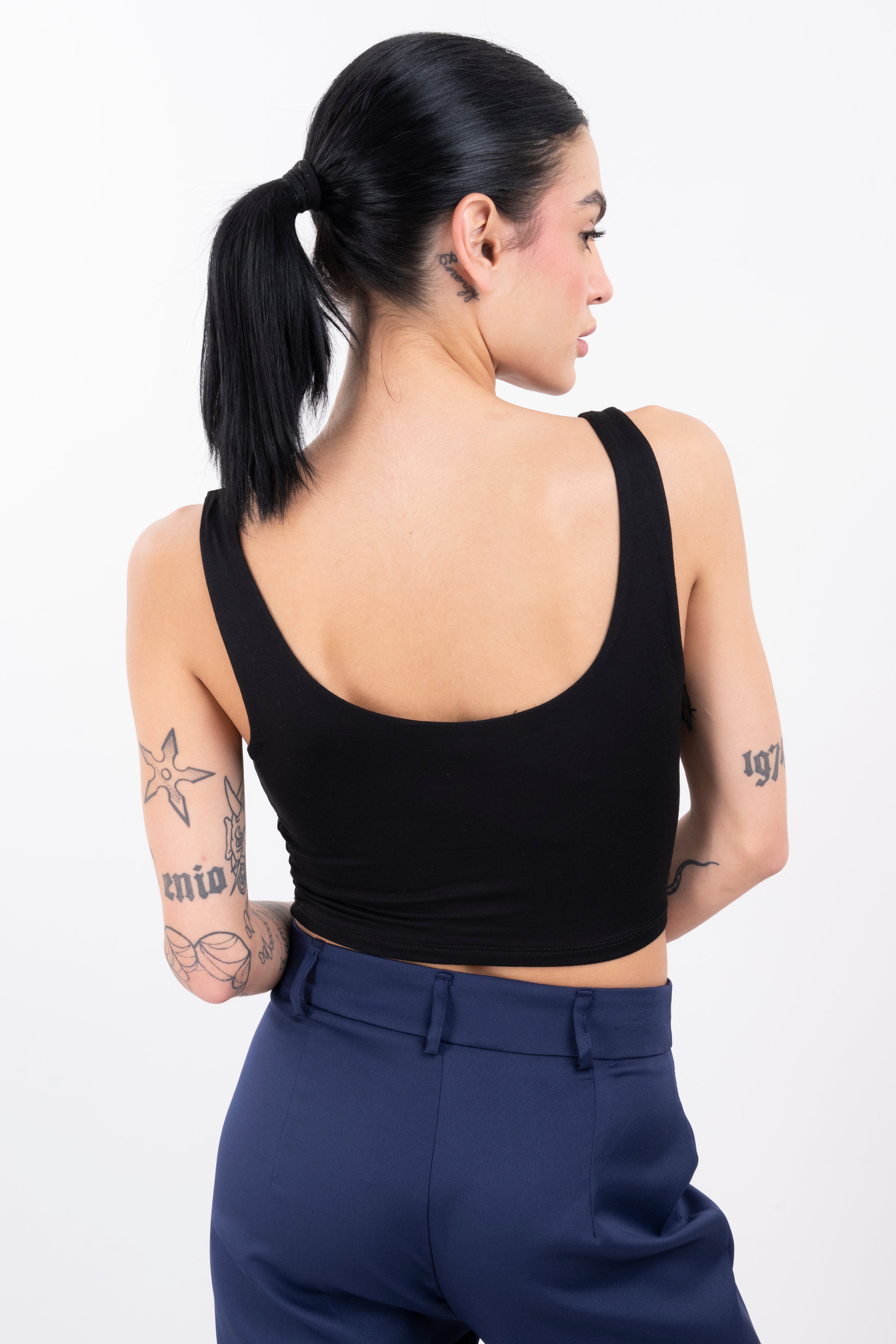 Top Tirantes Gruesos Liso NEGRO