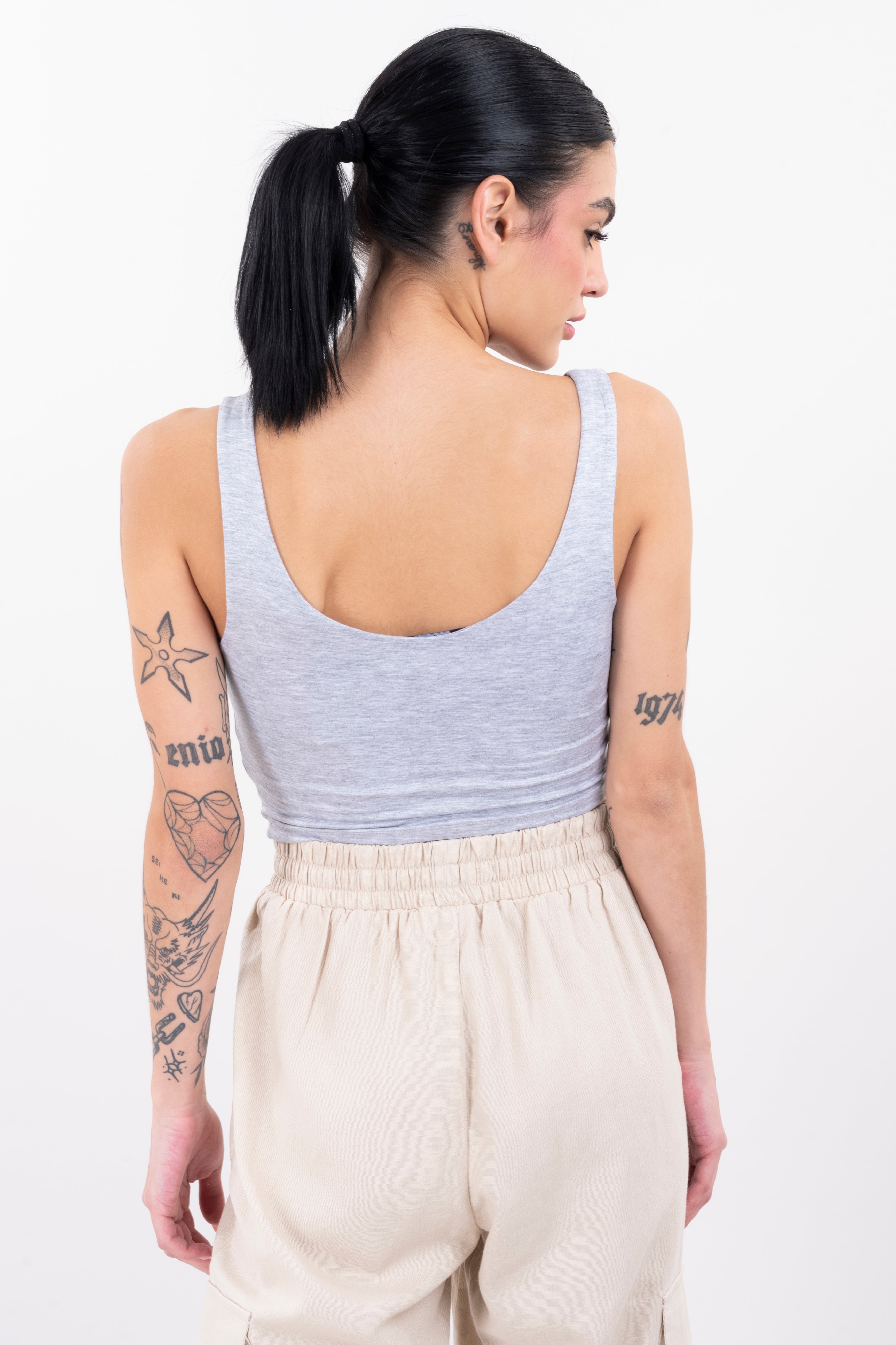 Top Tirantes Gruesos Liso GRIS CLARO