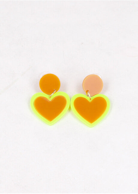 Aretes Corazon Color NARANJA