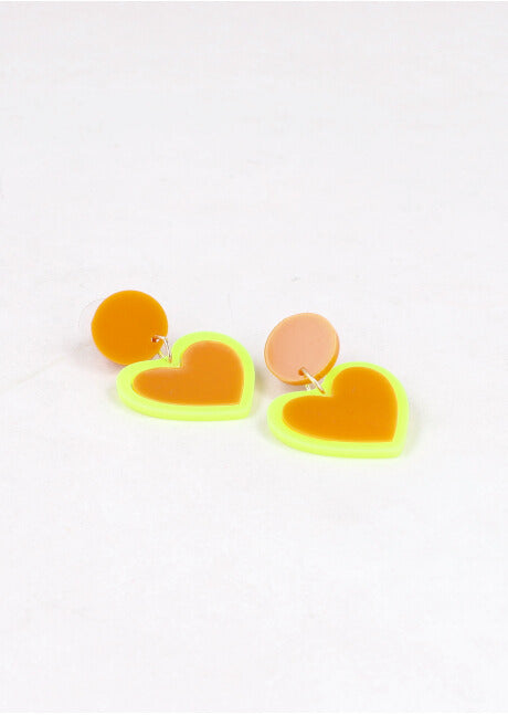 Aretes Corazon Color NARANJA