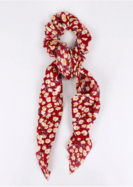 Scrunchie Estampado Flores ROJO