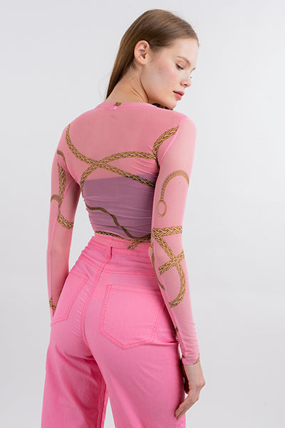 Top mesh cadenas ROSA COMBO