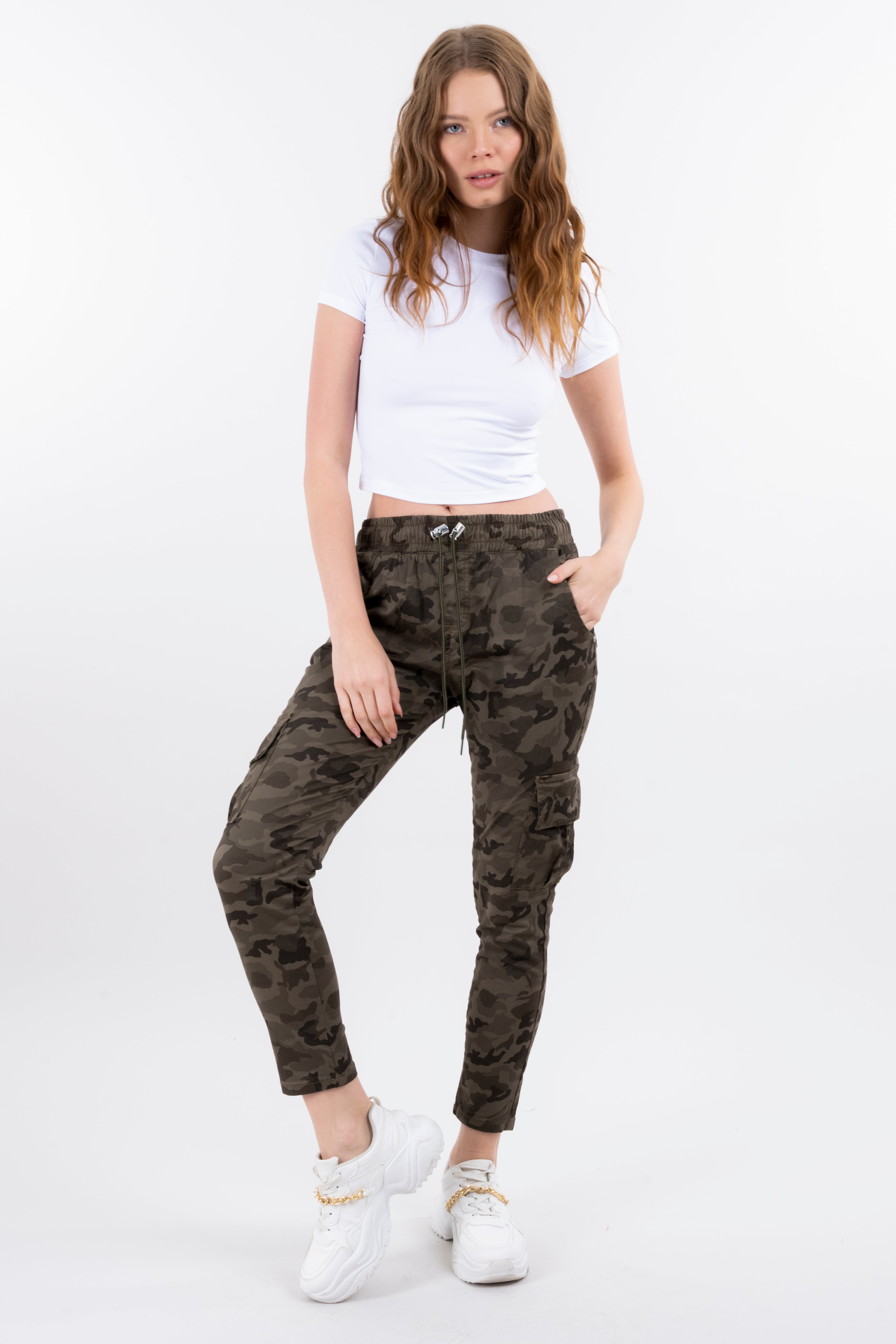 Jeans Cargo Cintas OLIVO COMBO