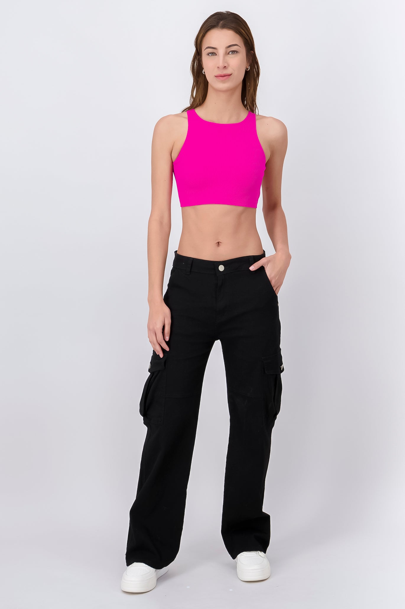 Jeans cargo bolsas NEGRO