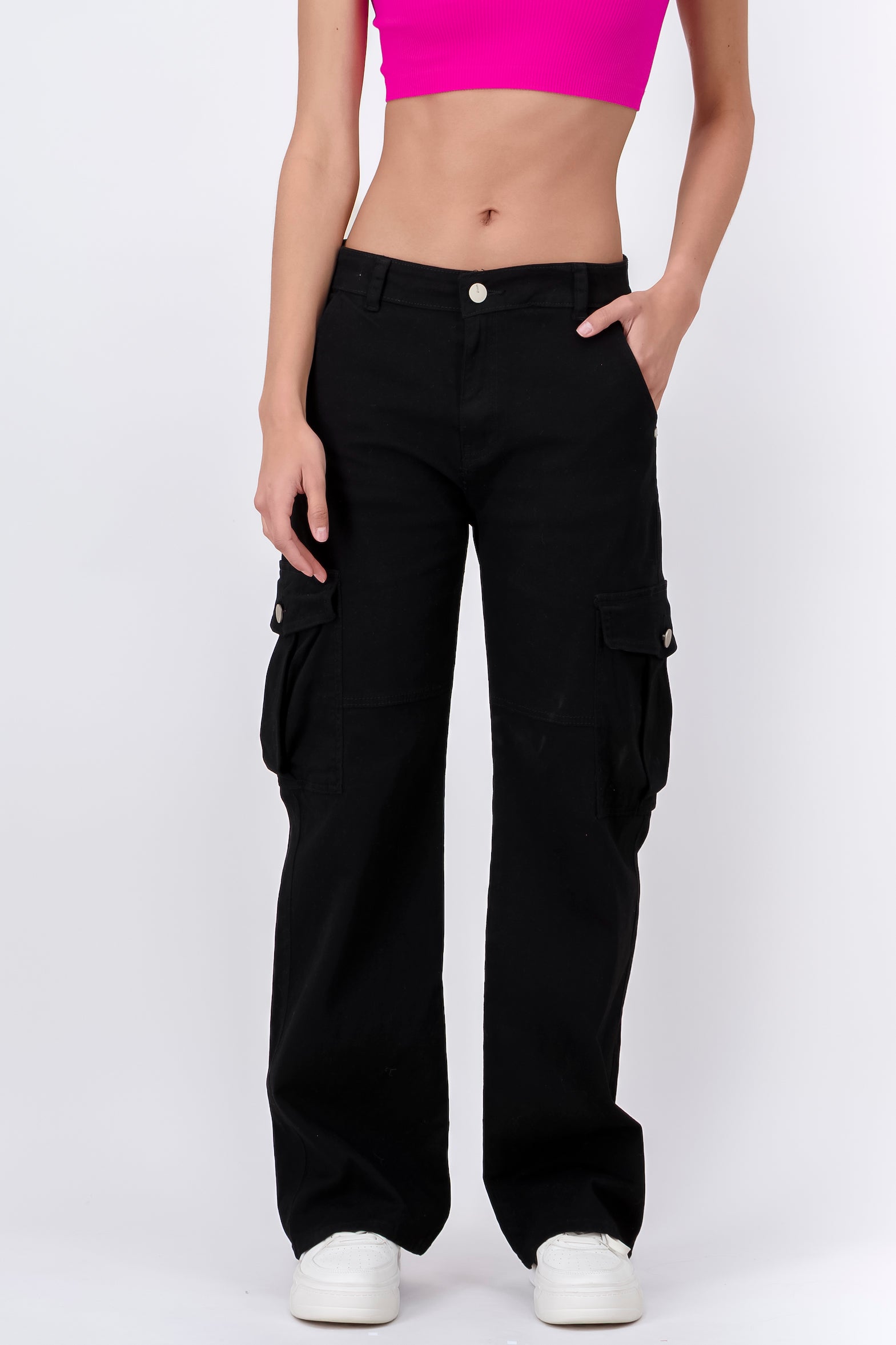 Jeans cargo bolsas NEGRO