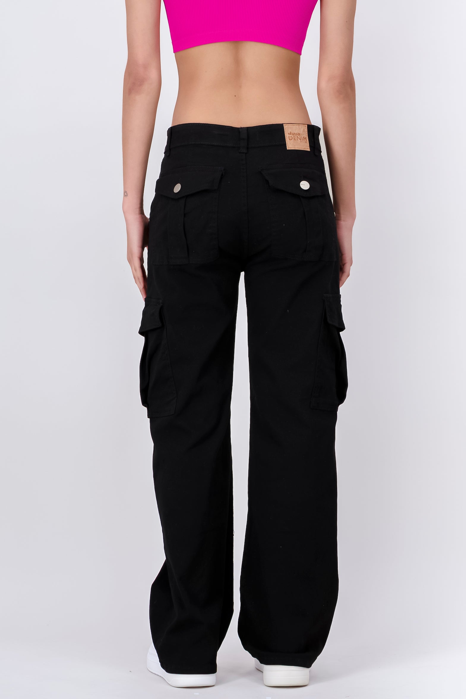 Jeans cargo bolsas NEGRO