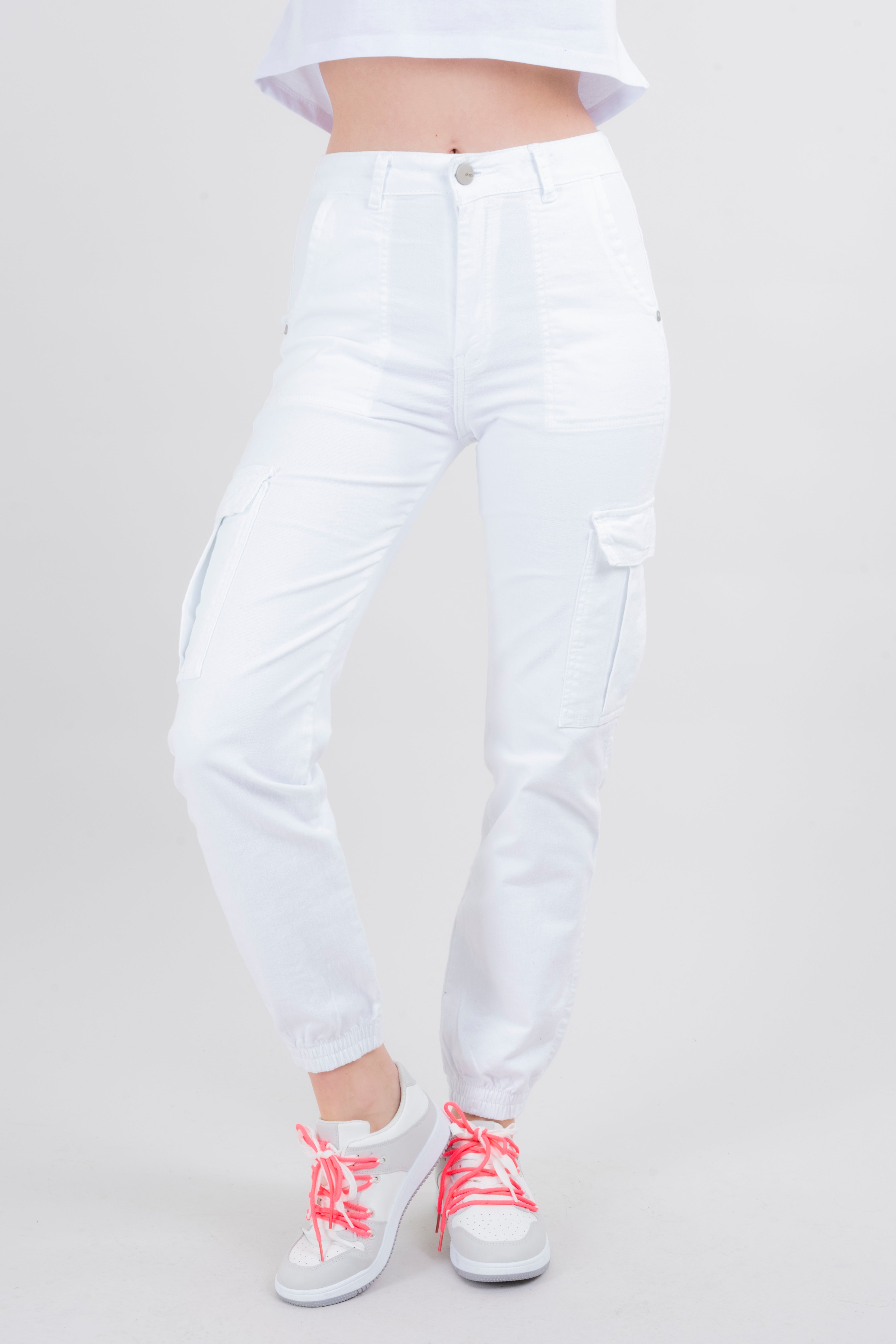Jeans cargo bolsas BLANCO
