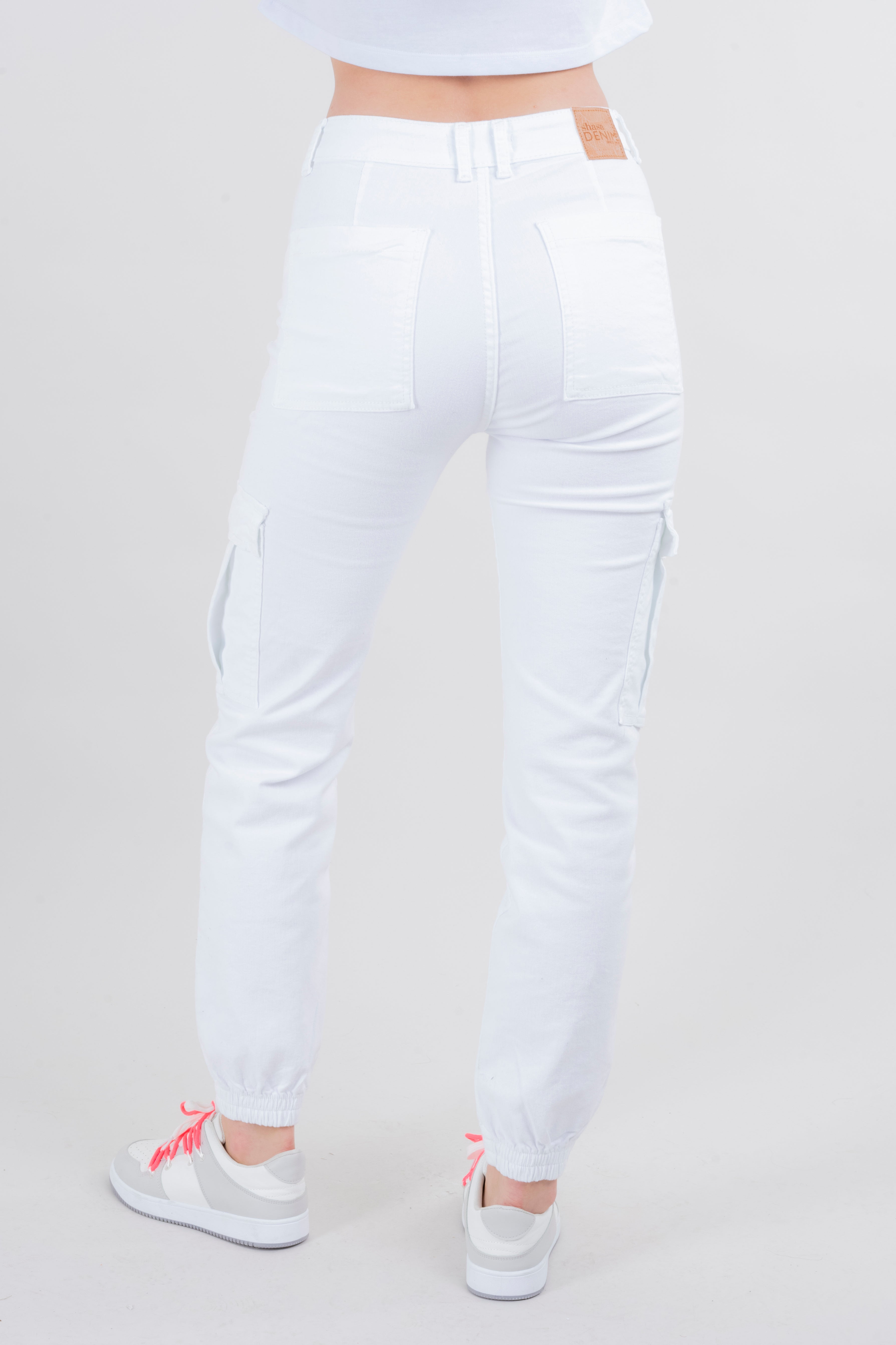 Jeans cargo bolsas BLANCO
