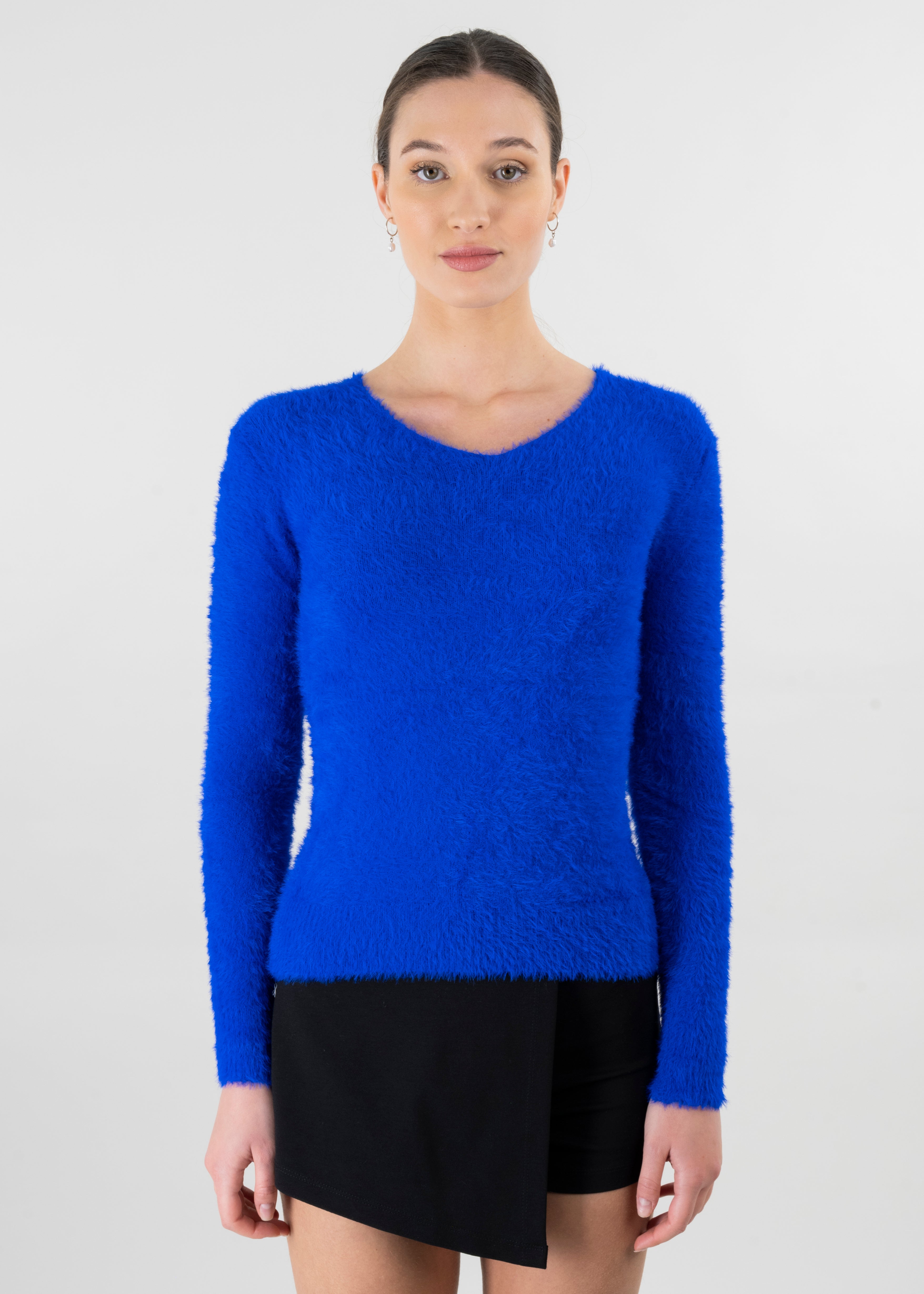Suéter cuello v peluche AZUL