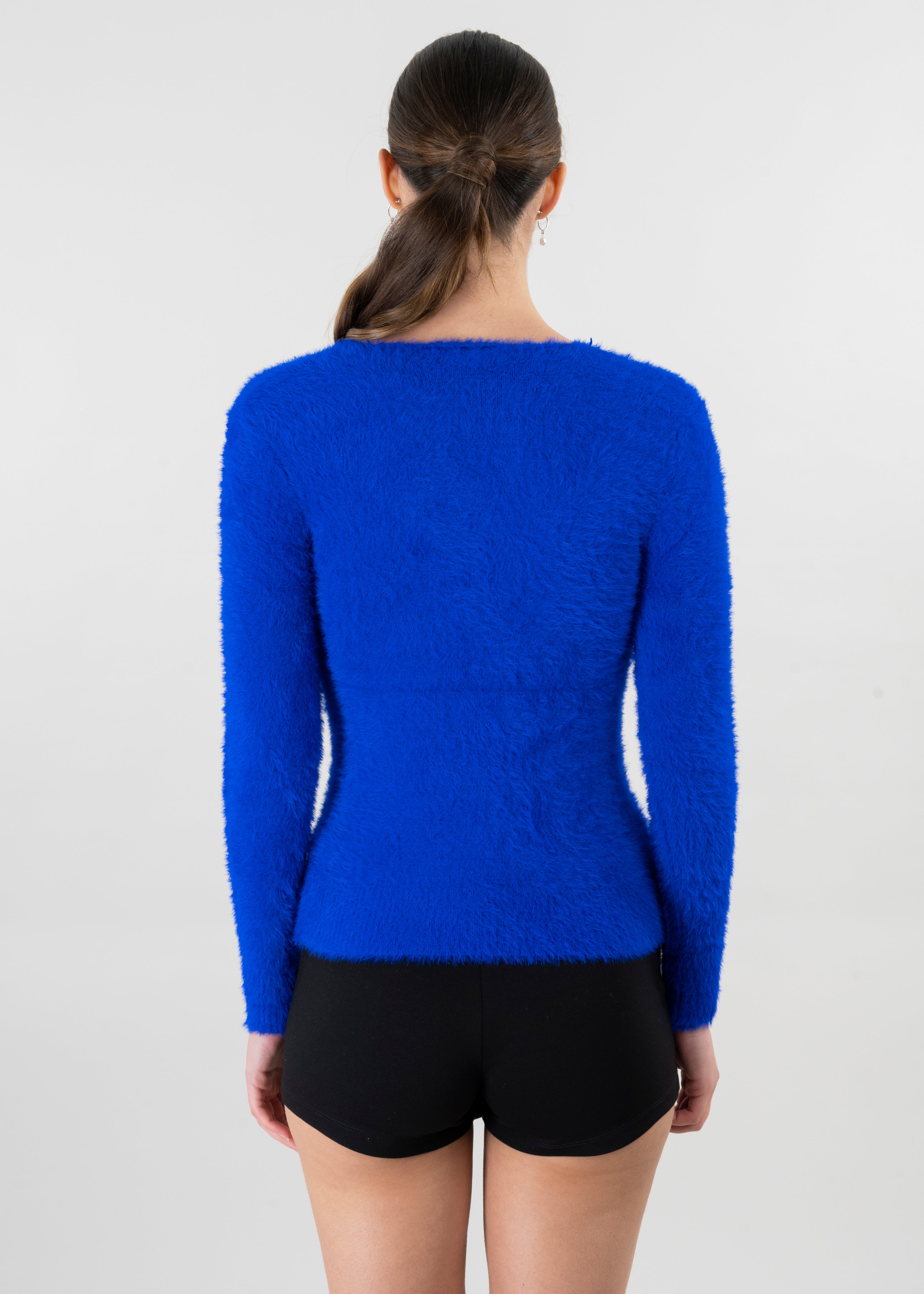 Suéter cuello v peluche AZUL