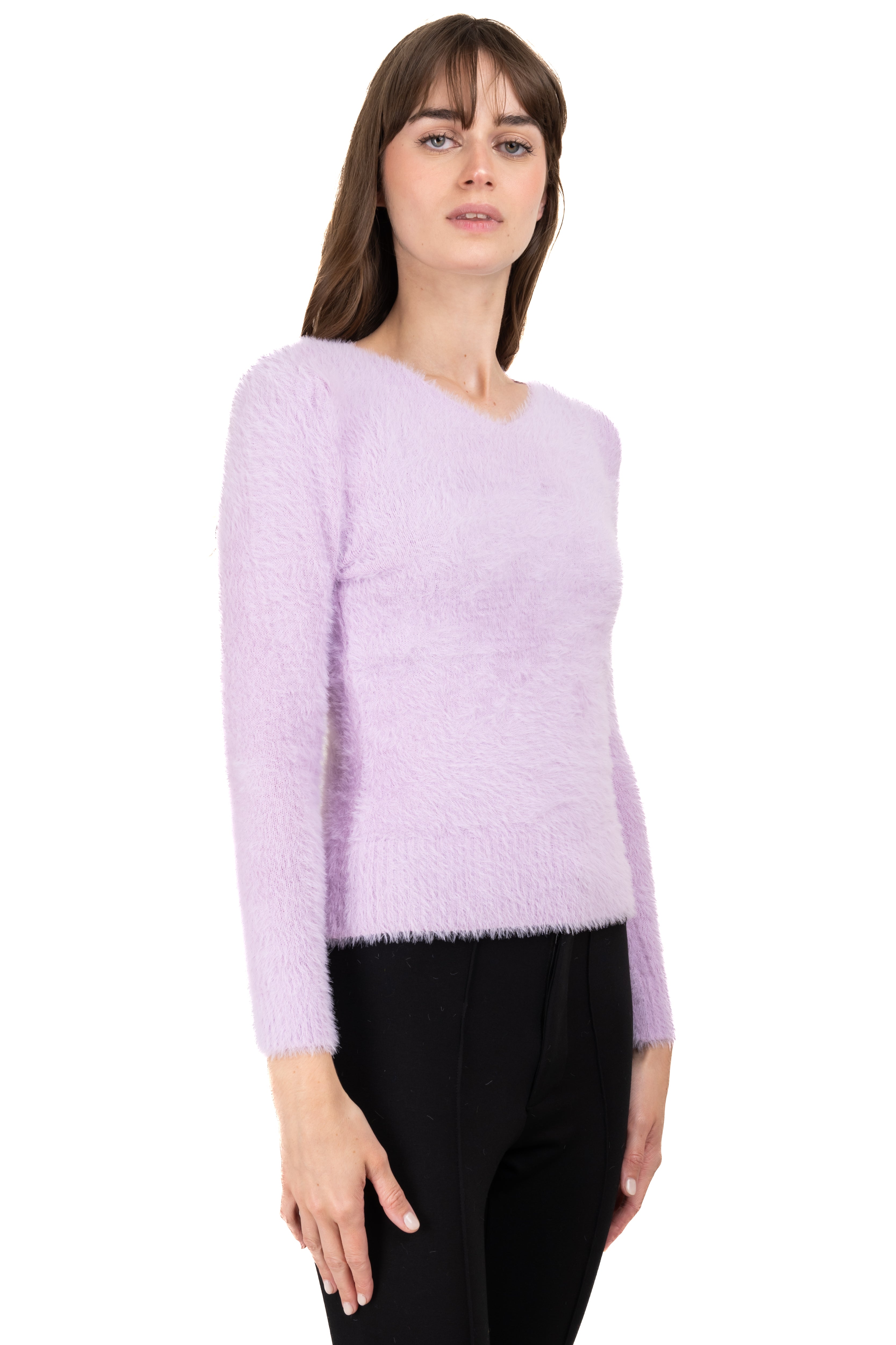 Suéter cuello v peluche LILA