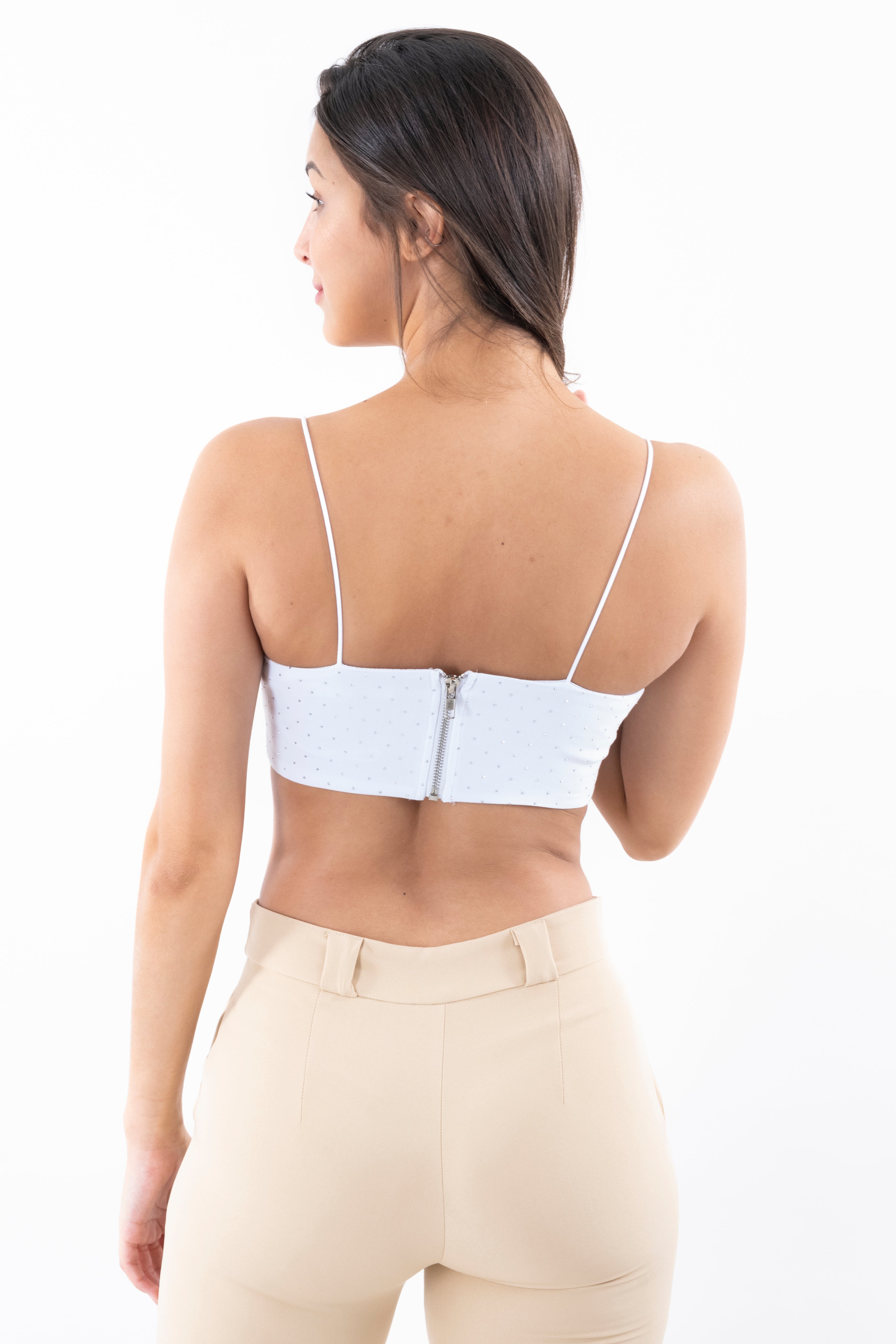 Top Crop Tirantes Brillos BLANCO