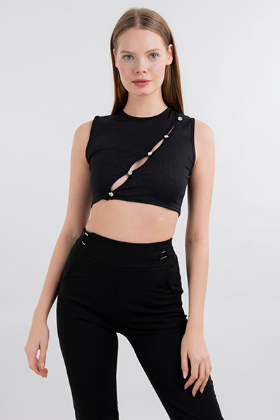 Top tank cortes brillos NEGRO