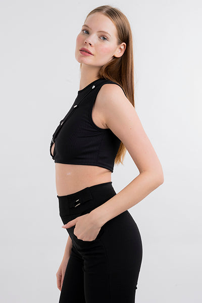 Top tank cortes brillos NEGRO