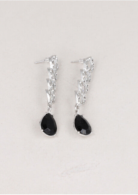 Aretes Cadena Gota Brillos NEGRO