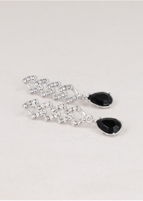 Aretes Cadena Gota Brillos NEGRO