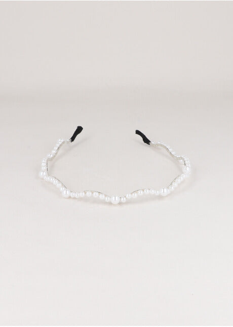 Diadema Zigzag Perlas PLATA