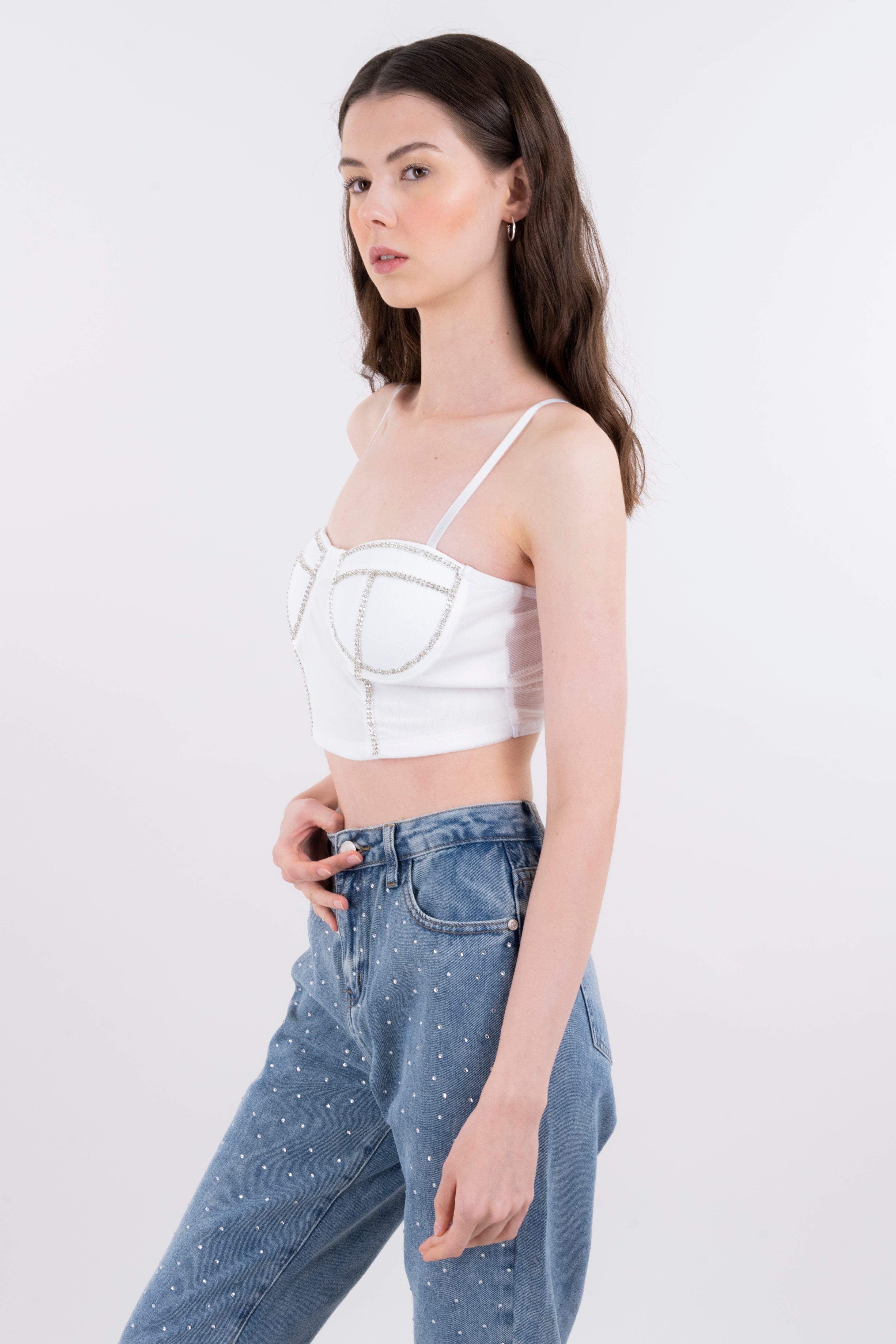 Top corset brillos BLANCO