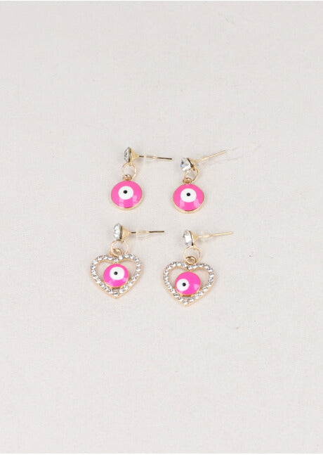 Set 2 Pares Aretes Ojos FIUSHA