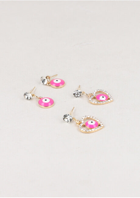 Set 2 Pares Aretes Ojos FIUSHA